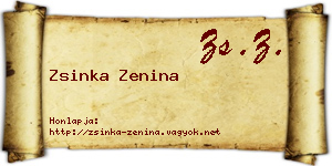 Zsinka Zenina névjegykártya