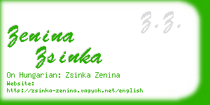 zenina zsinka business card
